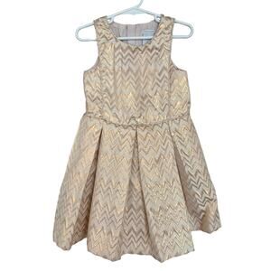 Tahari "Trophy" Rose Gold Dress Chevron Back Zip Flower Girl Holidays Girl's 4